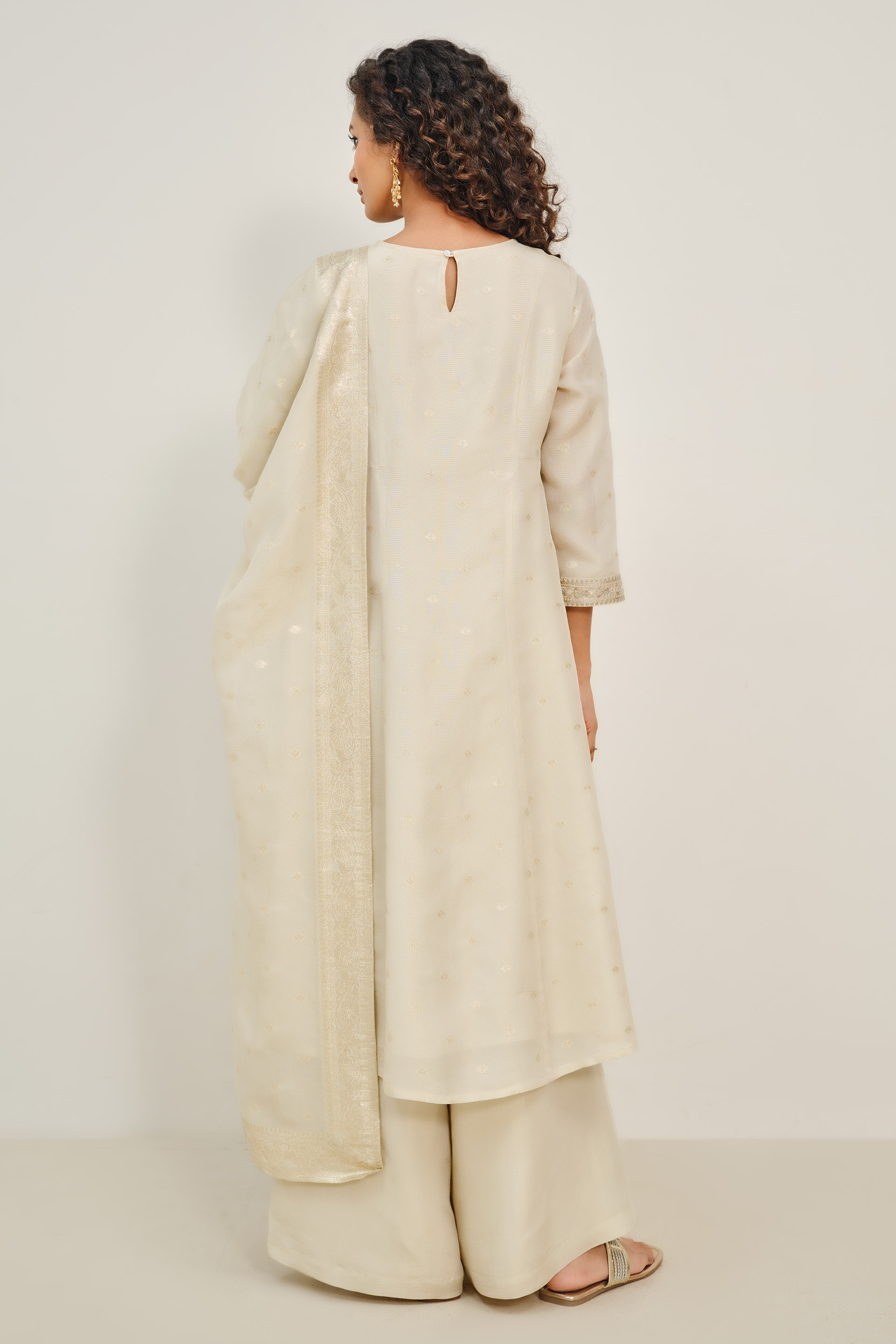 Niva Ivory Kurta Set, Ivory, image 4